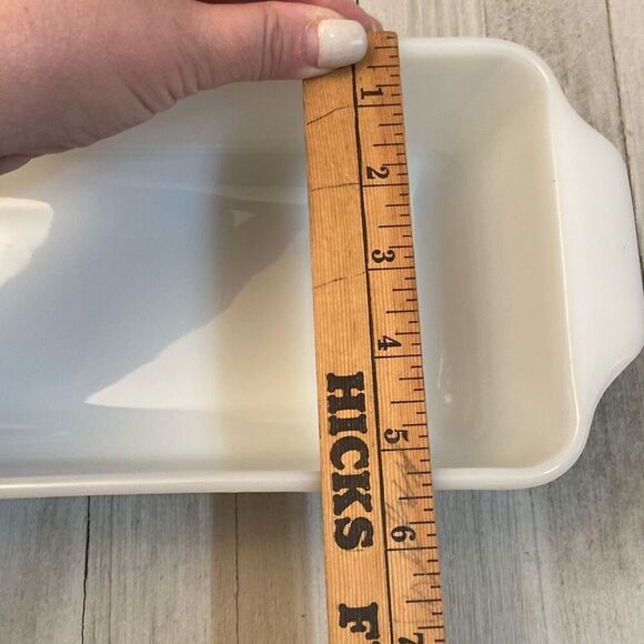 Vintage Anchor Hocking Fire King White Milk Glass Loaf Pan Blue Cornflower 1qt - Picture 10 of 10